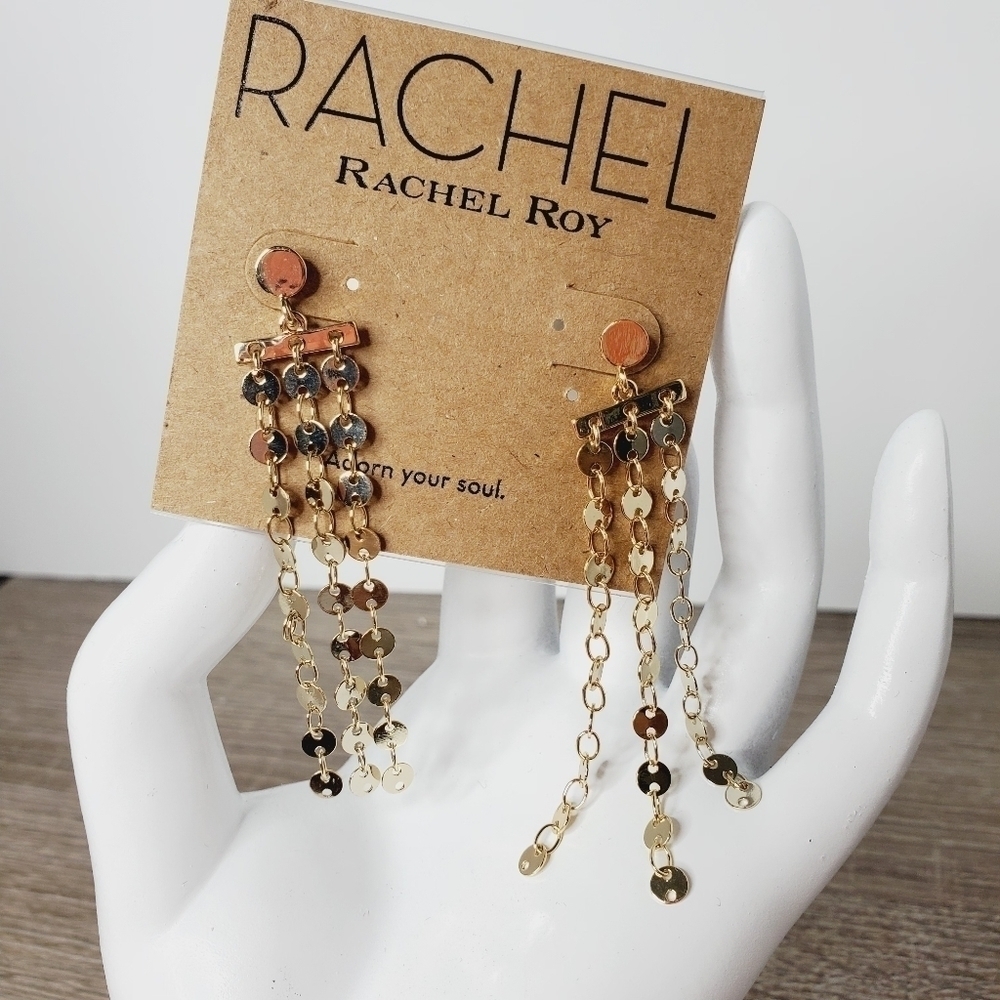 NEW RACHEL ROY‎ GOLD LONG EARRINGS SUMMER